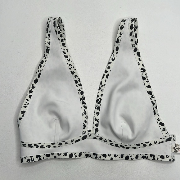 Free People Erin Printed White Leopard Print Scuba Bralette size small - Picture 7 of 12